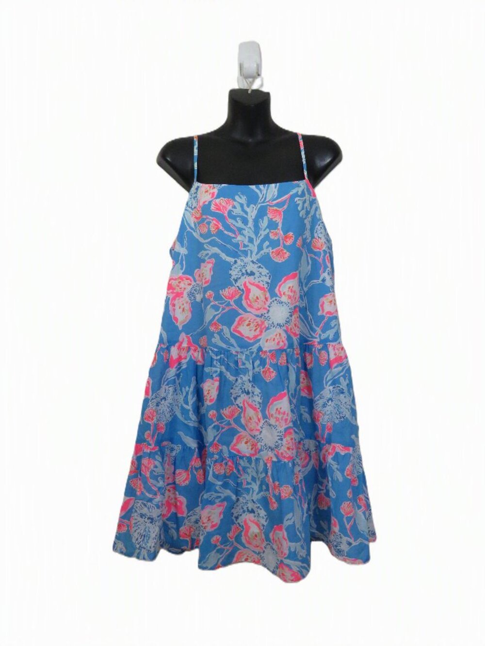 Lilly Pulitzer Size Large Alessia Cotton Dress Blue Floral Beach Vacation Cruise